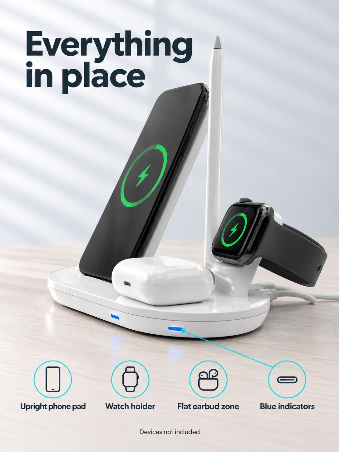 3-in-1 Wireless Charger Stand for Phone, Watch, AirPods