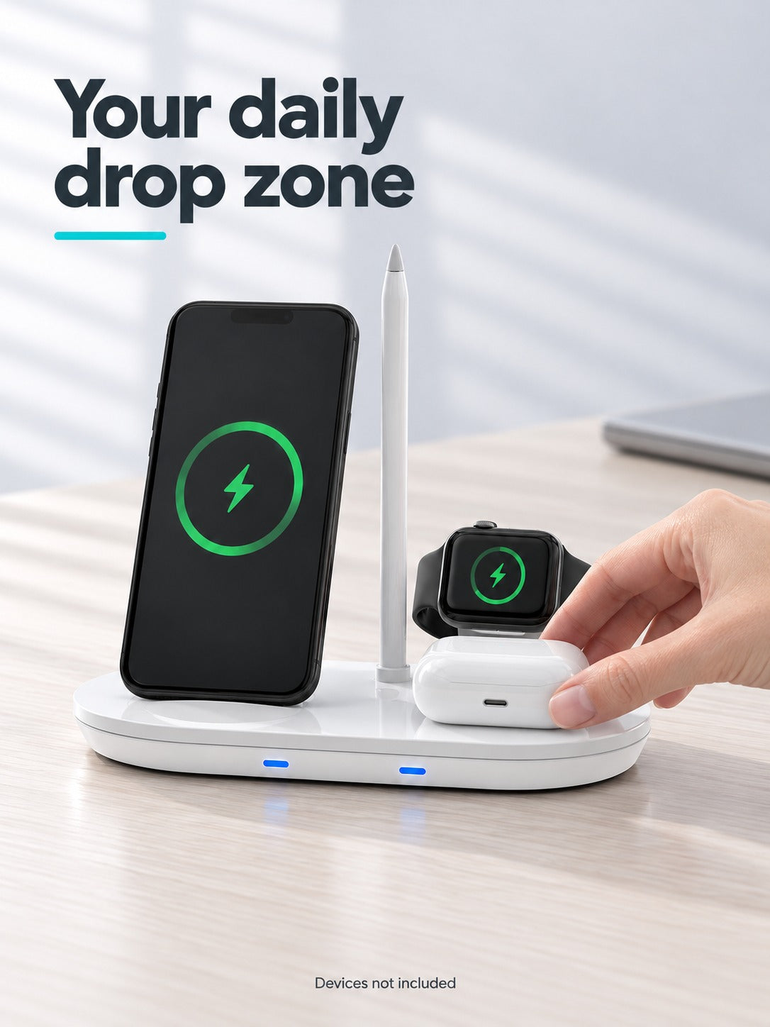 3-in-1 Wireless Charger Stand for Phone, Watch, AirPods