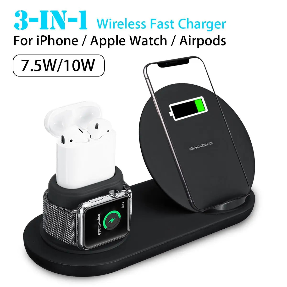 Wireless Charger Dock for iPhone, Watch & AirPods