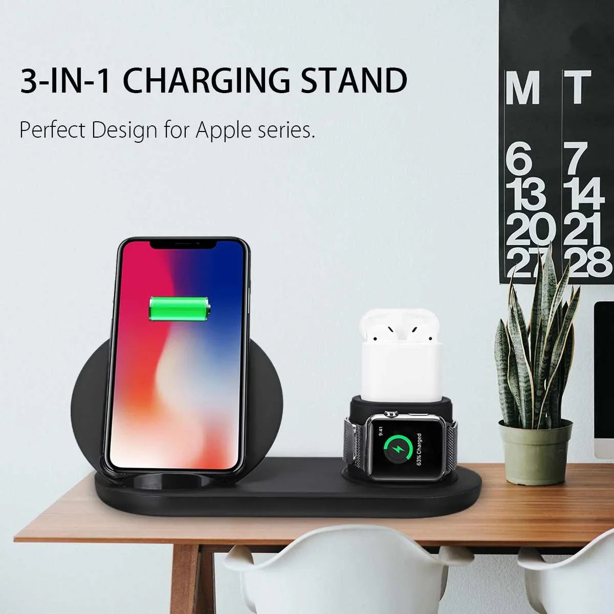 Wireless Charger Dock for iPhone, Watch & AirPods