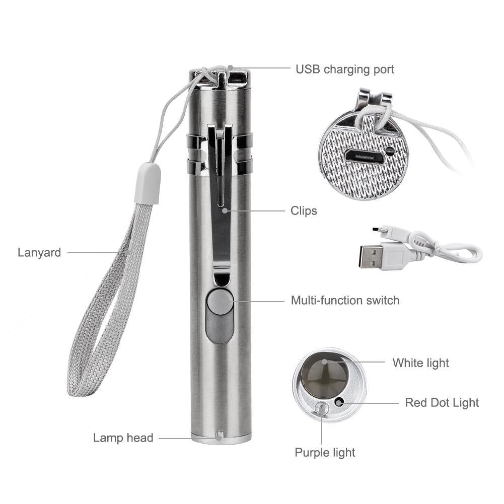 Cat Laser Pointer Pen Light: Rechargeable 3-in-1 Toy