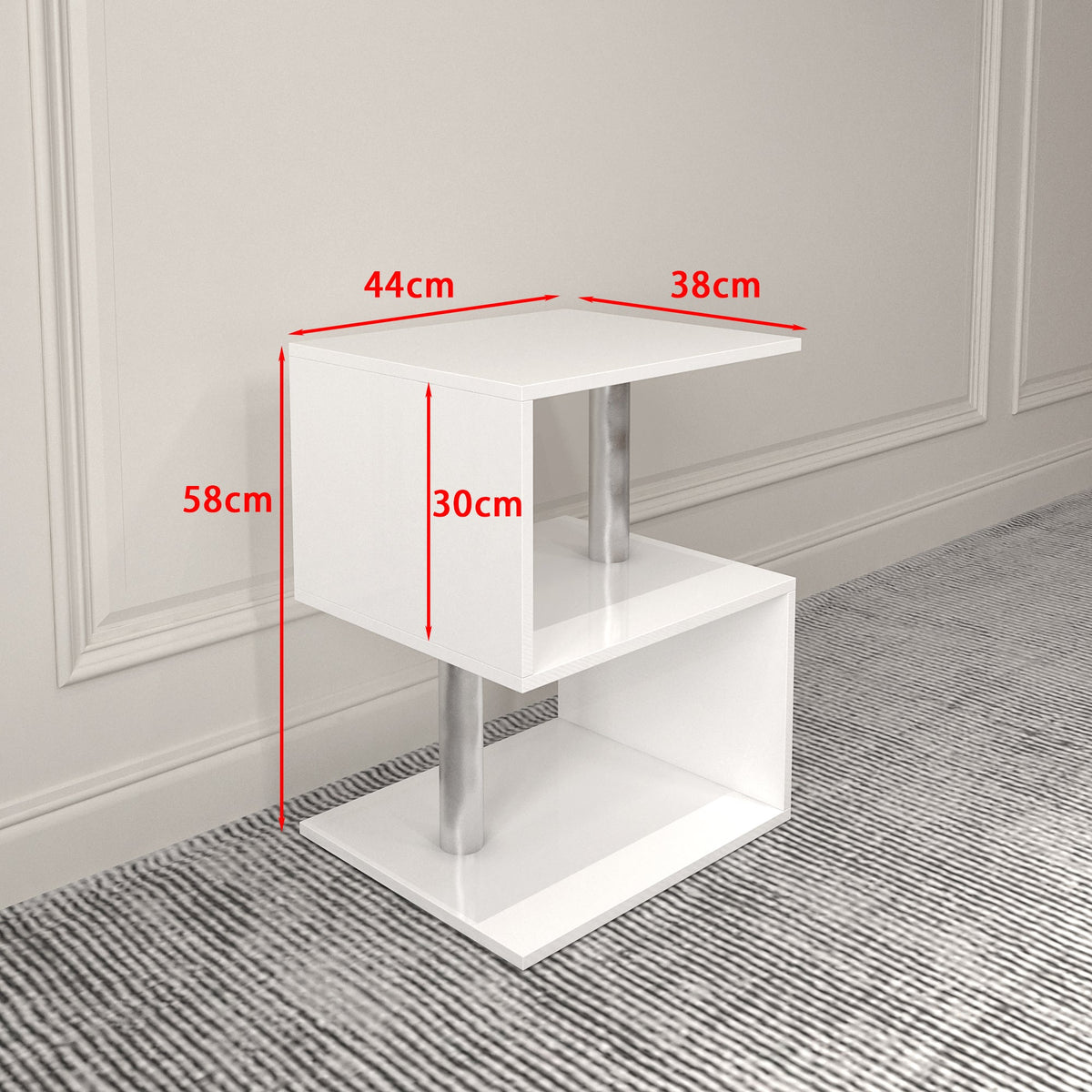 S-Shaped High Gloss Side Table with LED Light