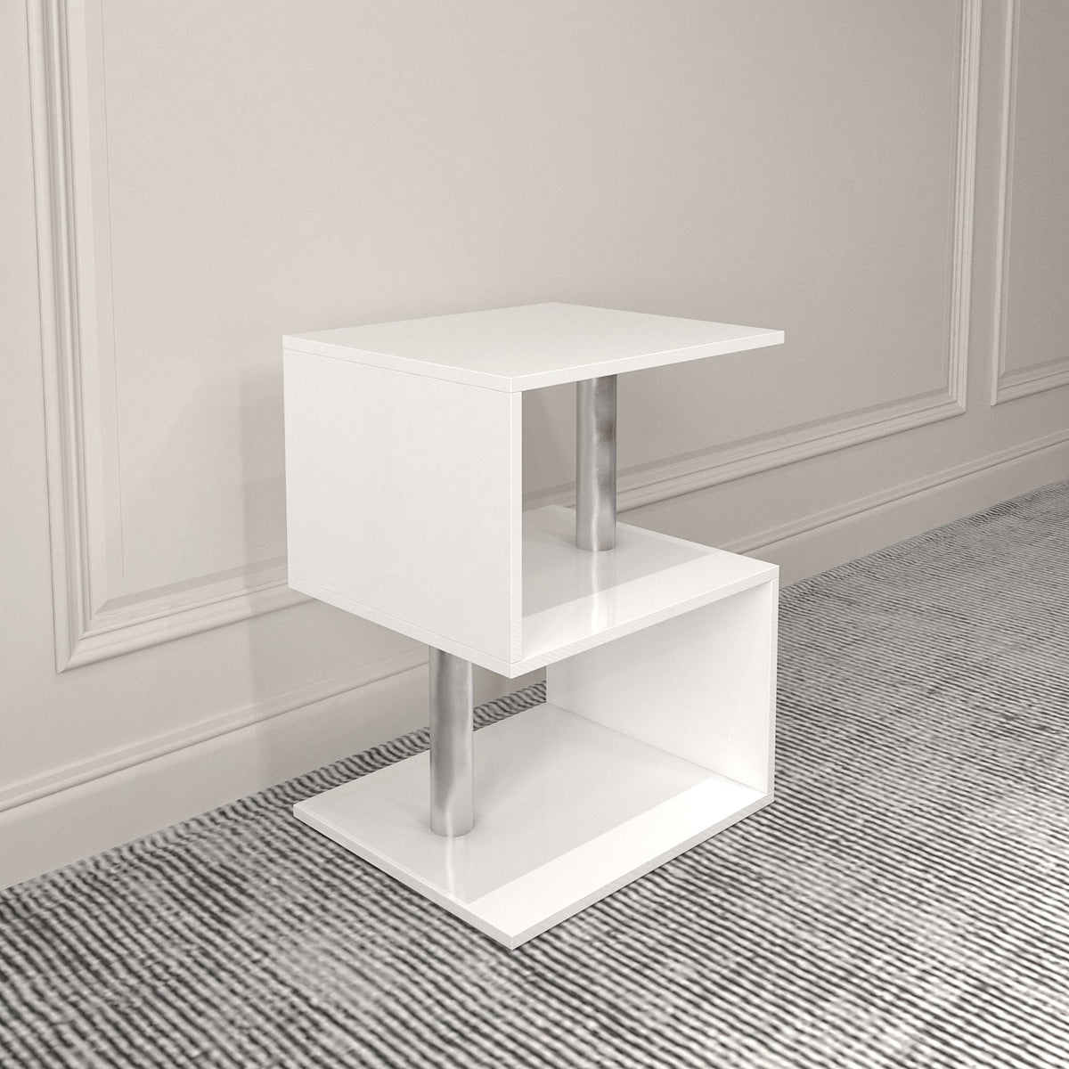 S-Shaped High Gloss Side Table with LED Light