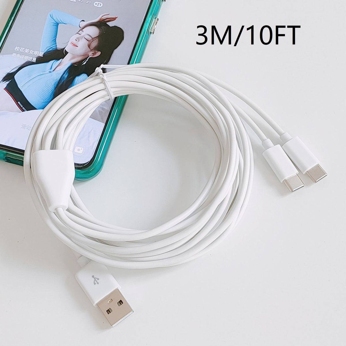 USB-C 2-in-1 Charging Cable: Charge Two Devices at Once