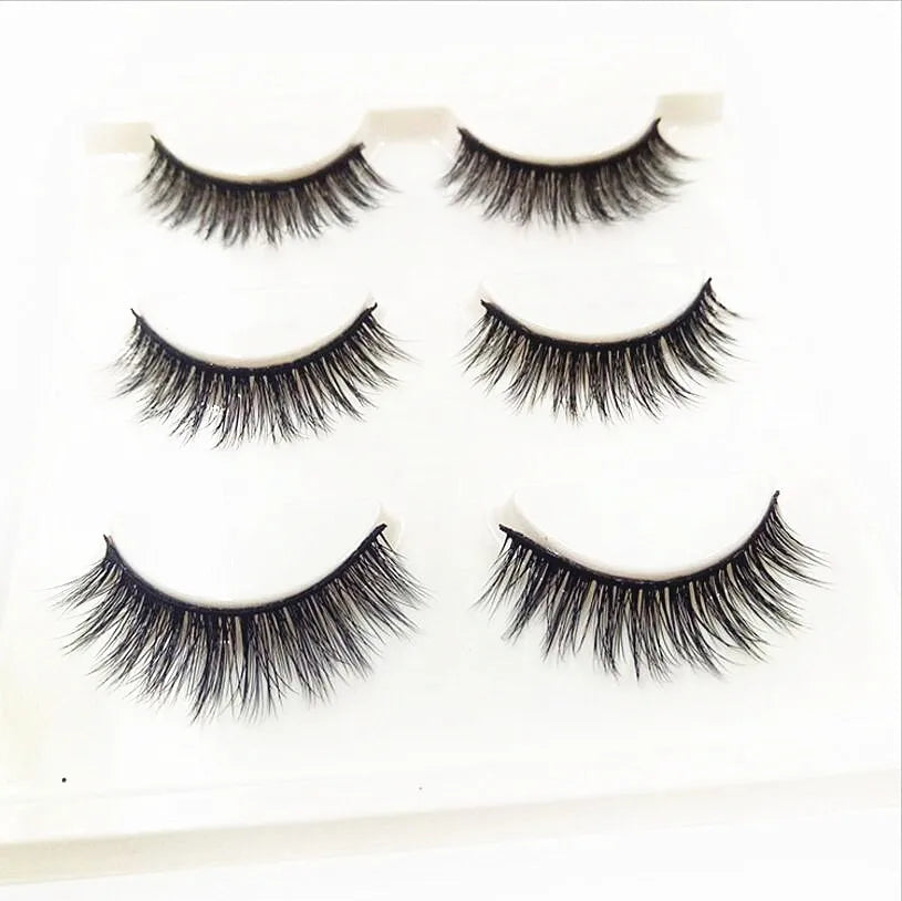 False Eyelashes, Natural Soft Handmade 3-Pair Lash Set