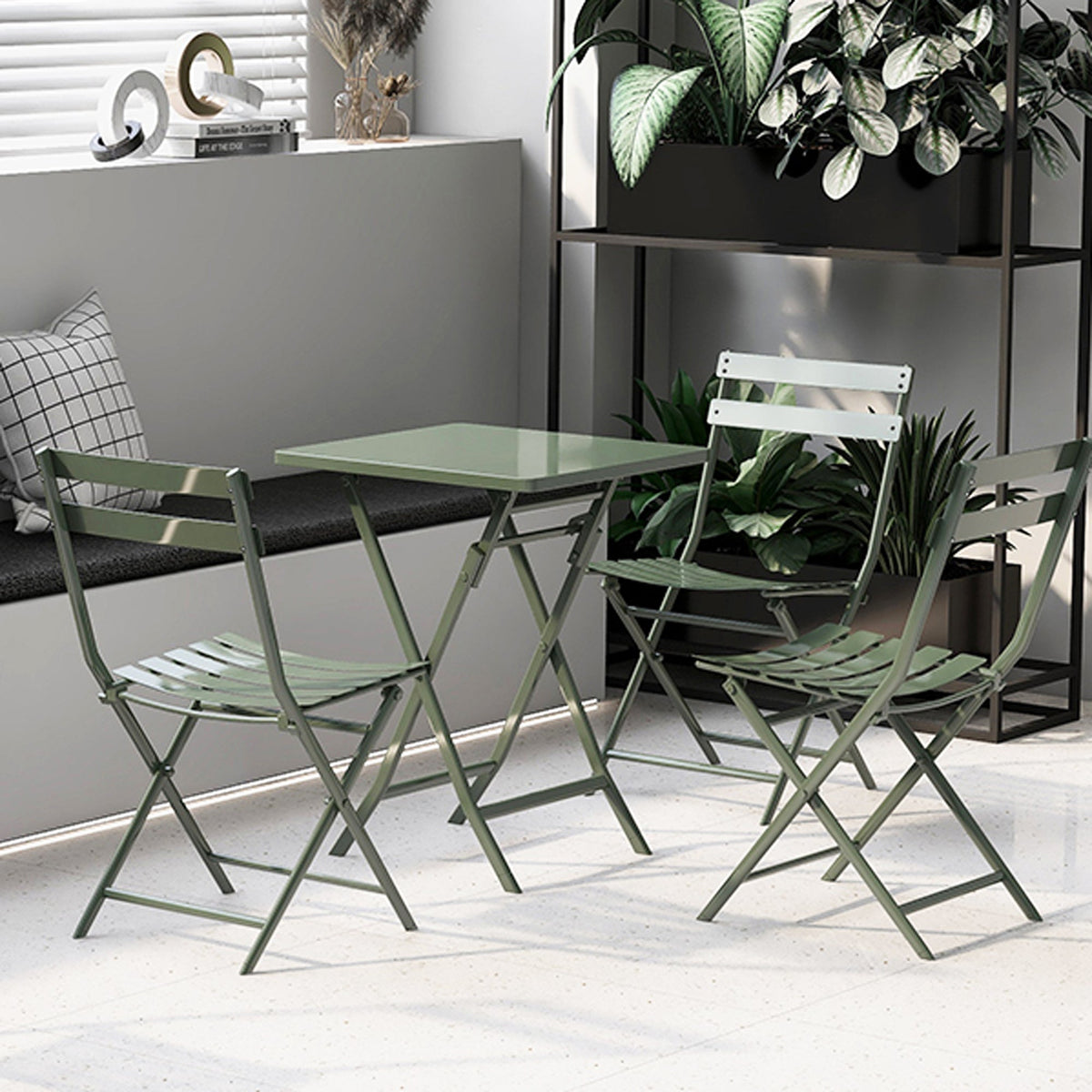 Foldable 3 Piece Patio Bistro Set for Small Balconies