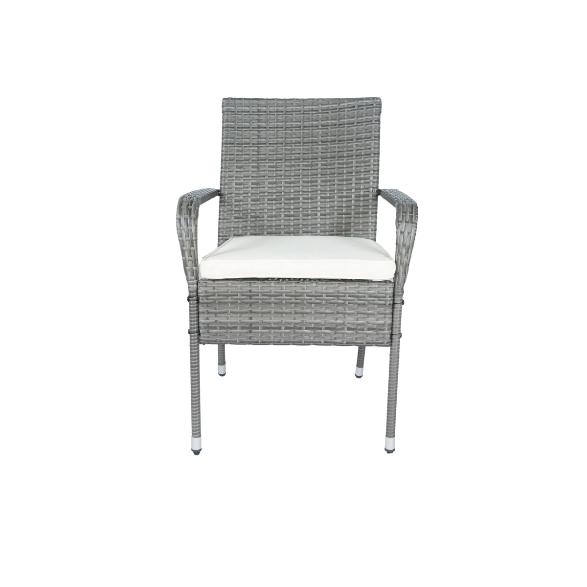 Grey Wicker Patio Conversation Set with Cream Cushions