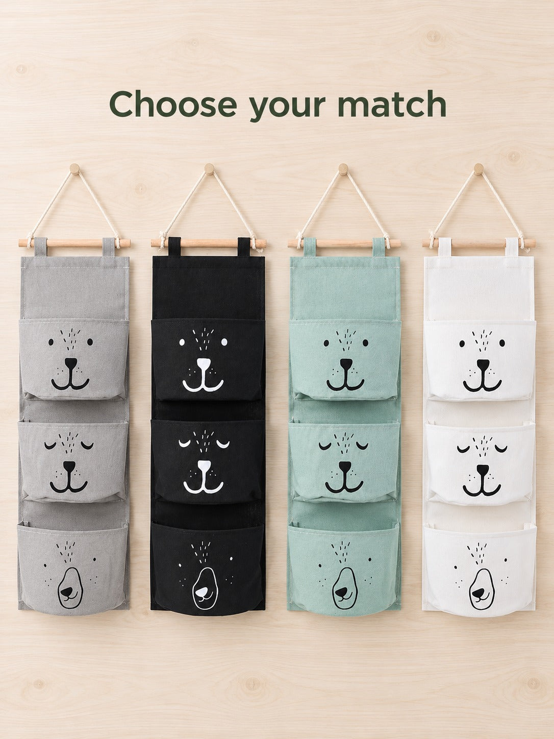 3-Pocket Hanging Wall Organizer for Nursery Storage