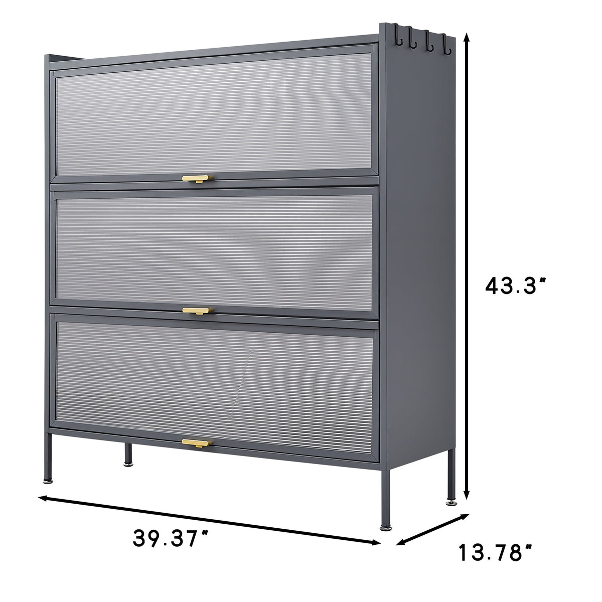 3-Tier Pantry Storage Cabinet with Fluted Glass Doors