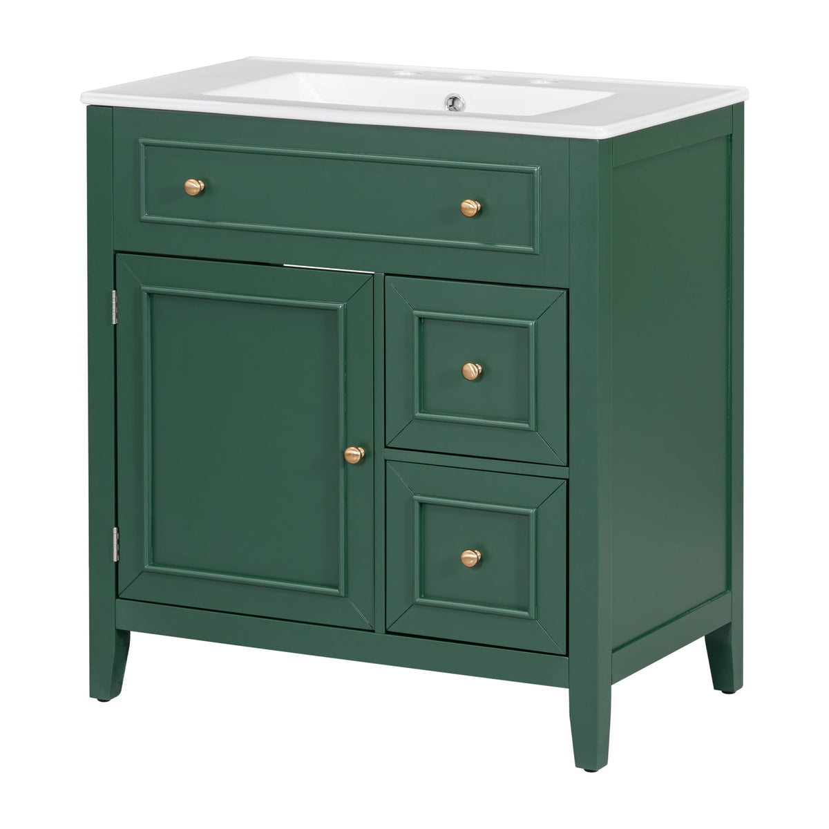 30 Inch Green Bathroom Vanity with Sink Top and Storage