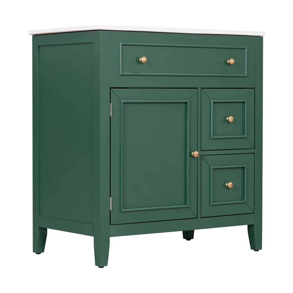 30 Inch Green Bathroom Vanity with Sink Top and Storage