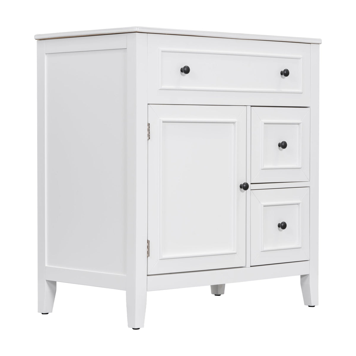 30 Inch White Bathroom Vanity with Sink Top and Storage