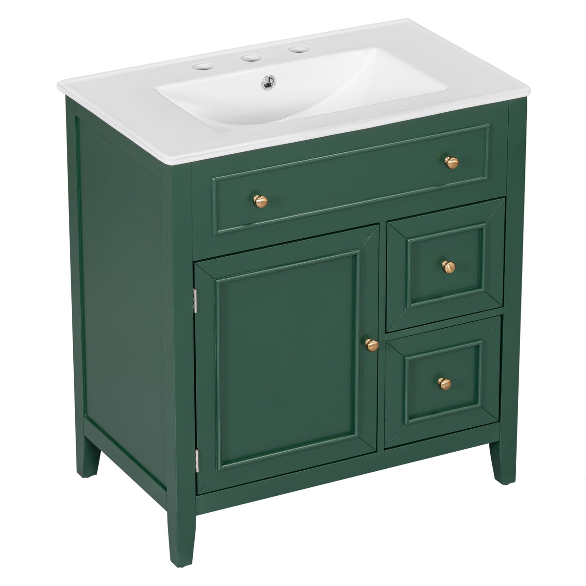 30 Inch Green Bathroom Vanity with Sink Top and Storage