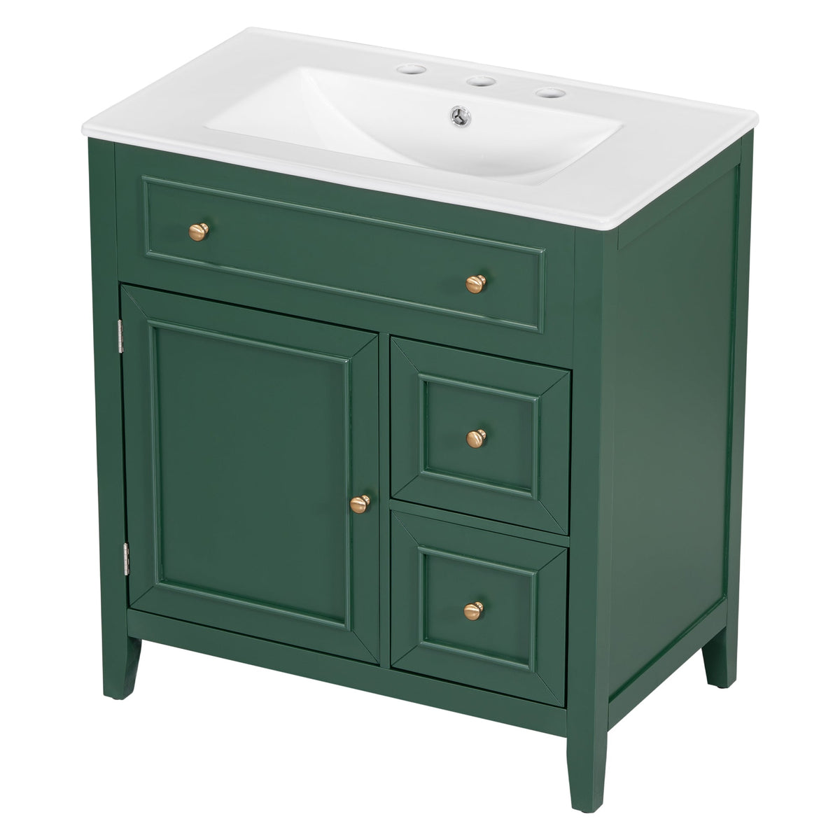 30 Inch Green Bathroom Vanity with Sink Top and Storage