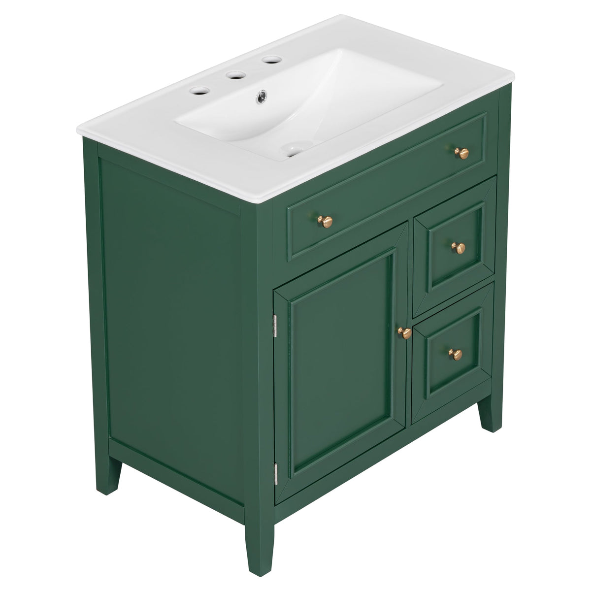 30 Inch Green Bathroom Vanity with Sink Top and Storage