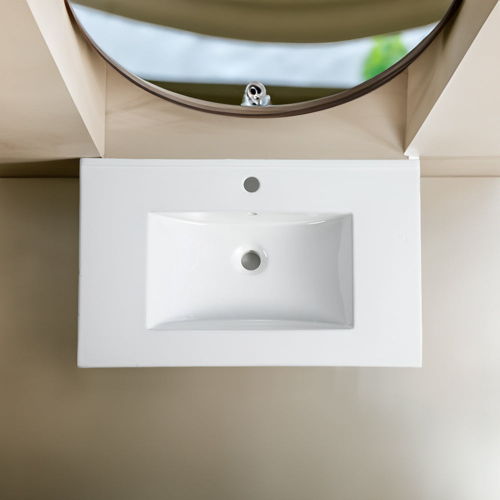 30 Inch Bathroom Ceramic Sink Basin with Easy-Clean Glaze