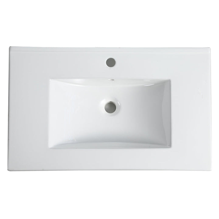 30 Inch Bathroom Ceramic Sink Basin with Easy-Clean Glaze