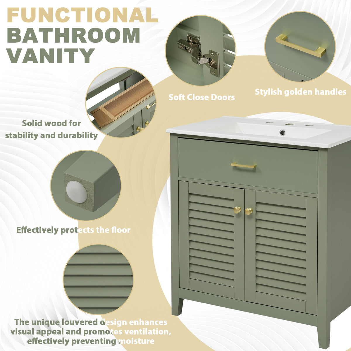 30-Inch Bathroom Vanity with Sink and Hidden Storage