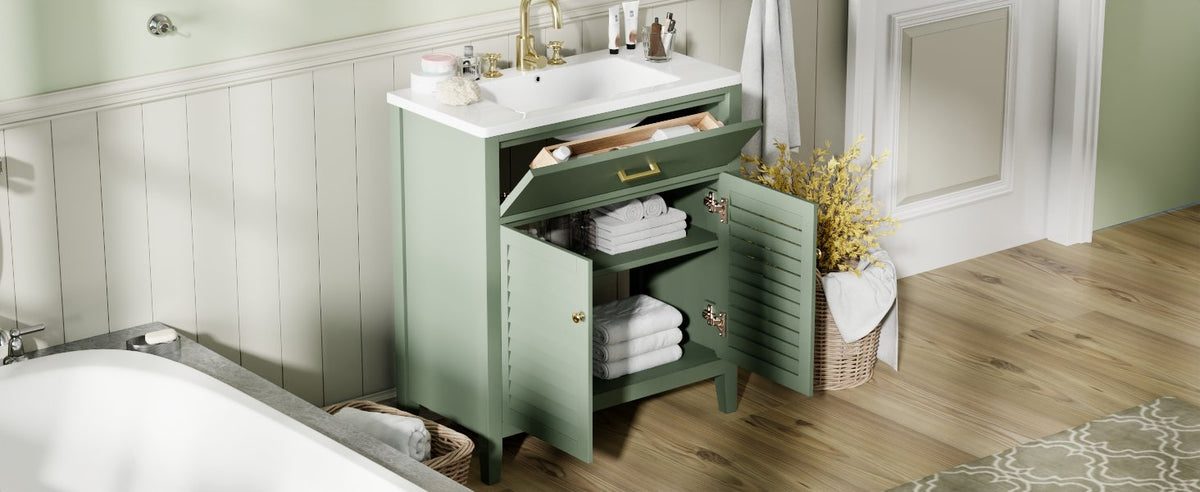 30-Inch Bathroom Vanity with Sink and Hidden Storage