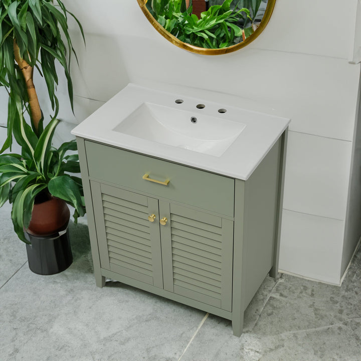 30-Inch Bathroom Vanity with Sink and Hidden Storage