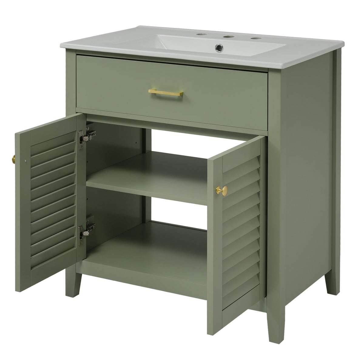 30-Inch Bathroom Vanity with Sink and Hidden Storage
