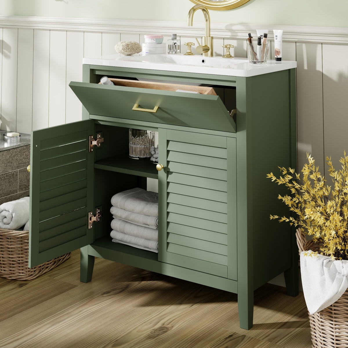30-Inch Bathroom Vanity with Sink and Hidden Storage