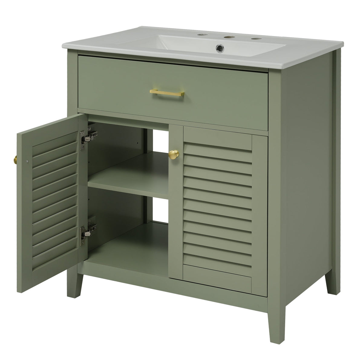 30-Inch Bathroom Vanity with Sink and Hidden Storage