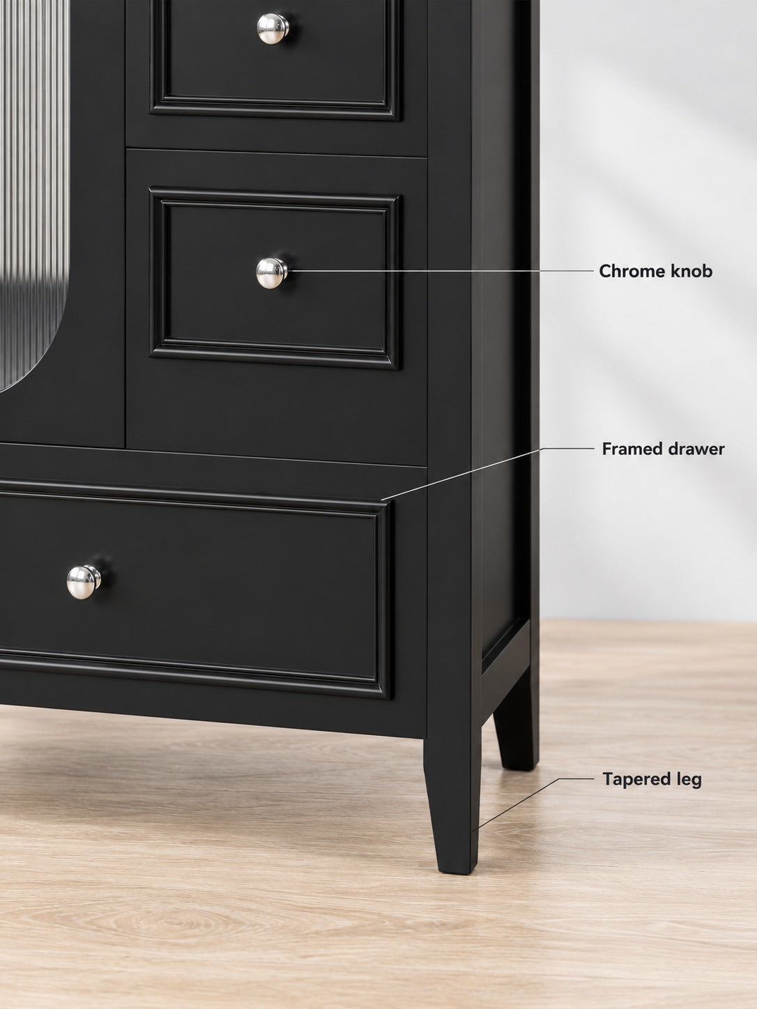 30 Inch Black Bathroom Vanity with Sink and Drawers