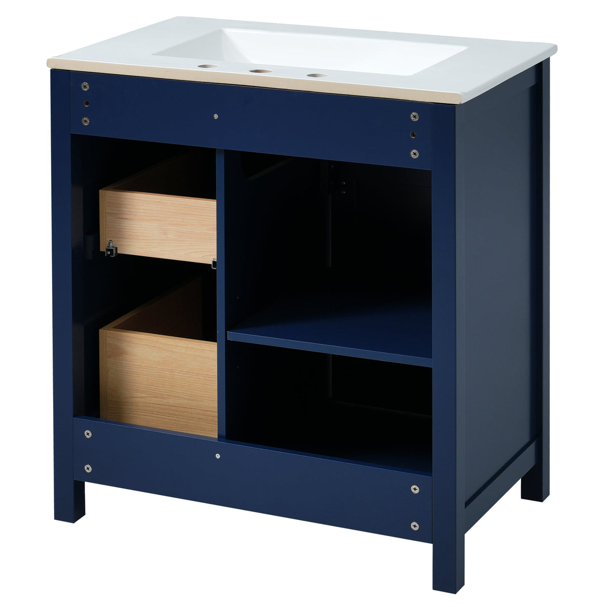 30-Inch Navy Bathroom Vanity with Ceramic Sink & Storage
