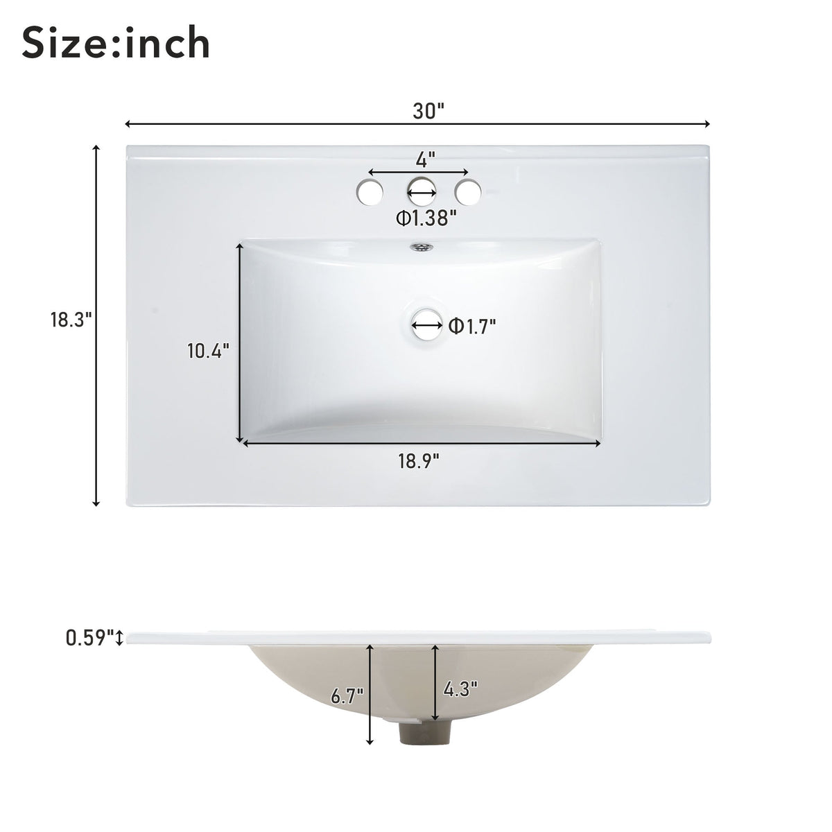 White Bathroom Vanity with Ceramic Sink for Small Bathrooms