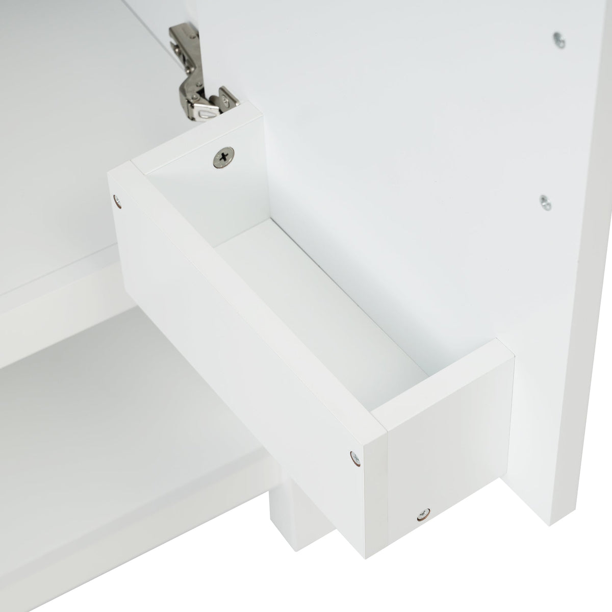 White Bathroom Vanity with Ceramic Sink for Small Bathrooms