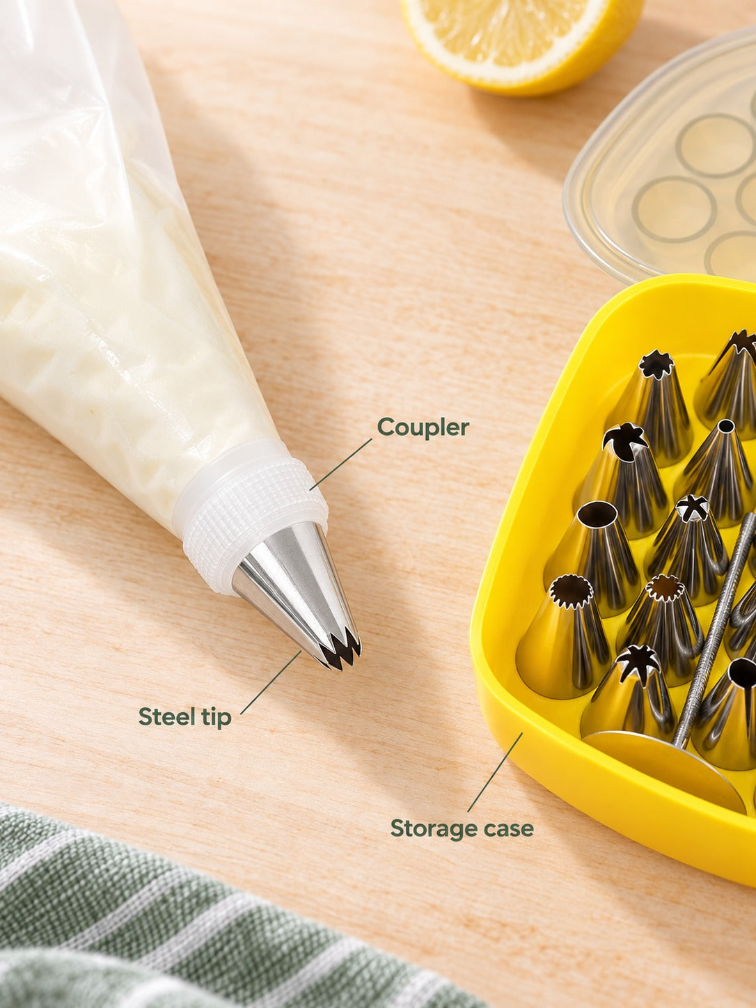 30-Piece Stainless Steel Piping Tip Set for Cake Decorating