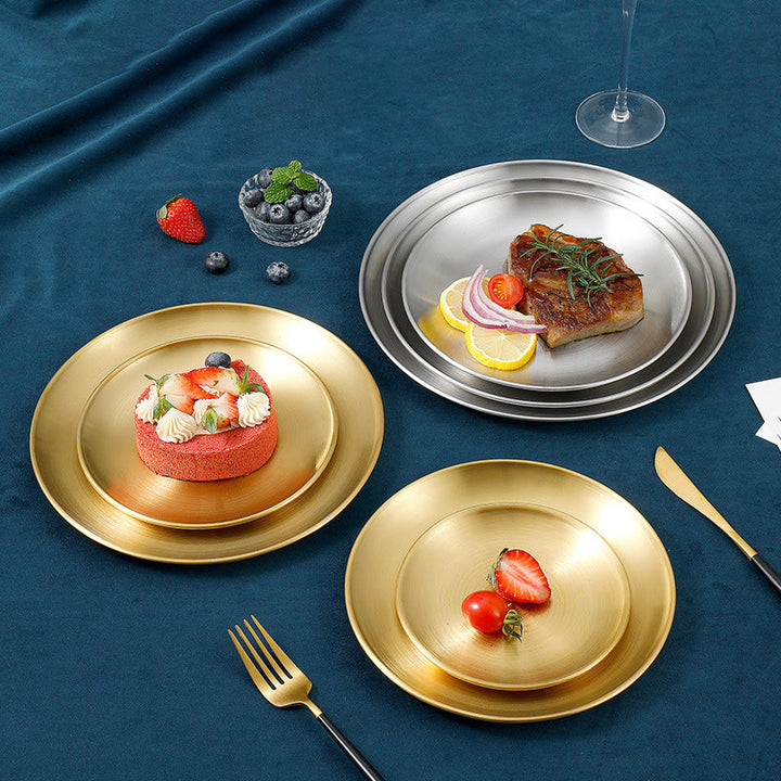 304 Stainless Steel Serving Plates in Brushed Gold & Silver