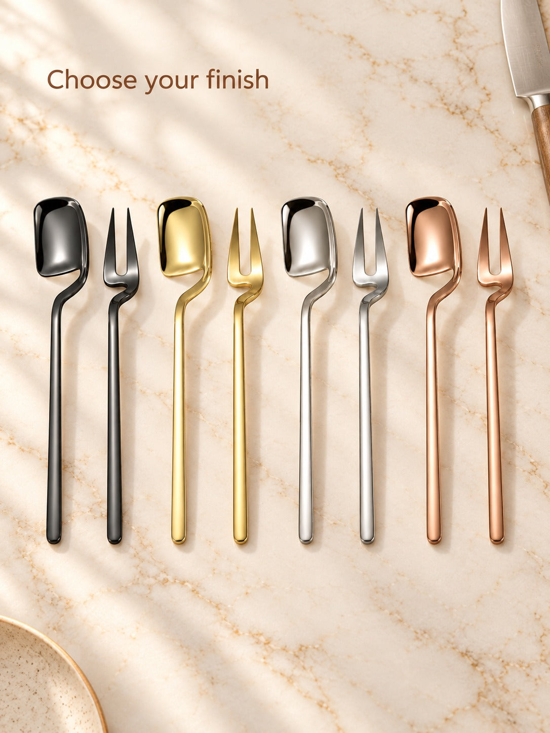 304 Stainless Dessert Spoons and Forks with Cup Hanger