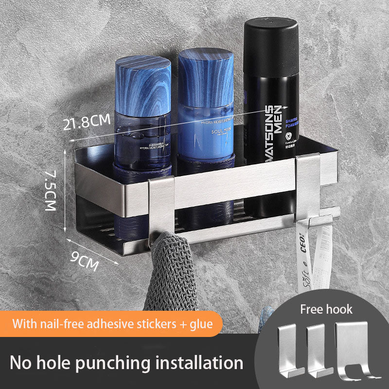 Hole-Free 304 Stainless Steel Shower Caddy Wall Rack