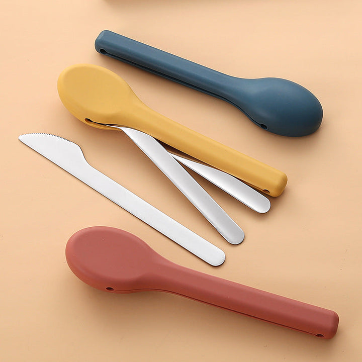Stainless Steel Portable Cutlery Set with Silicone Sleeves