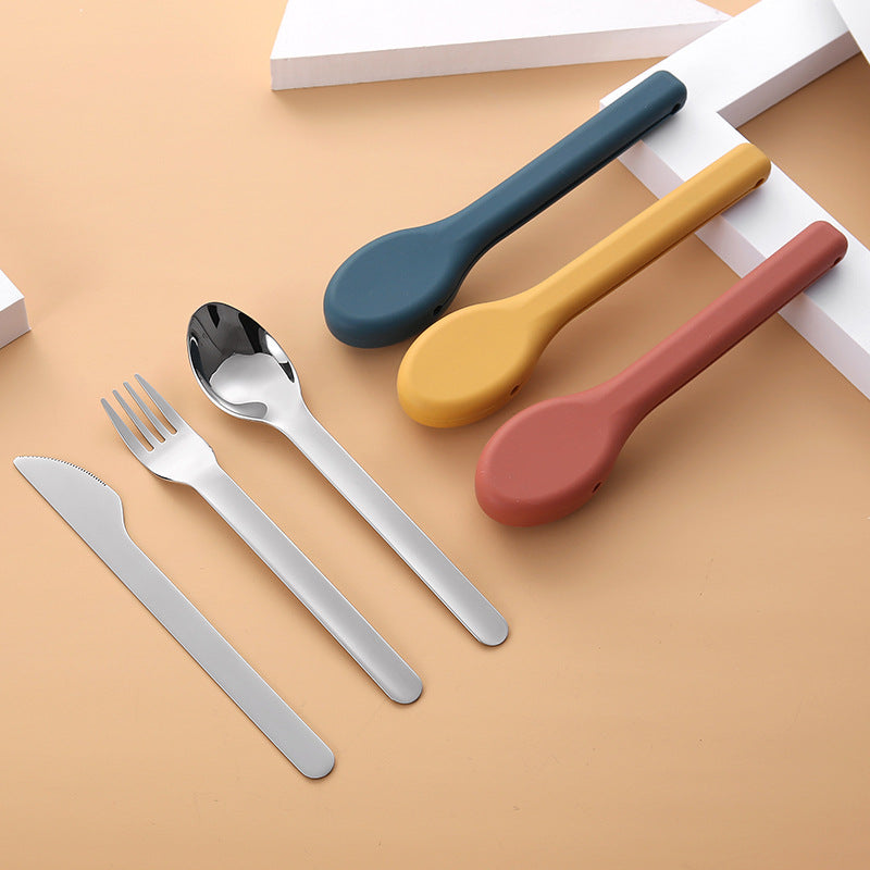 Stainless Steel Portable Cutlery Set with Silicone Sleeves