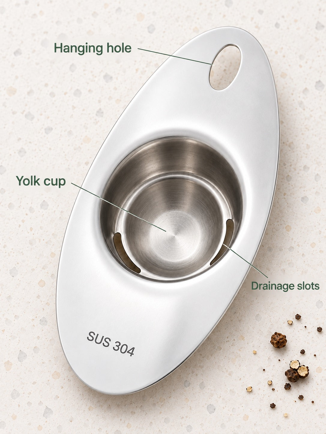 Stainless Steel Egg Separator That Keeps Yolks Intact
