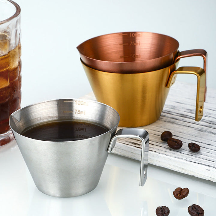 Espresso Measuring Cup 100ml, Stainless Steel V-Spout
