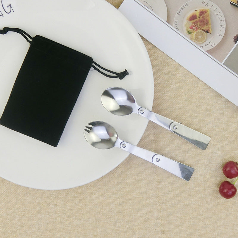 Folding Stainless Steel Spoon and Fork Travel Set