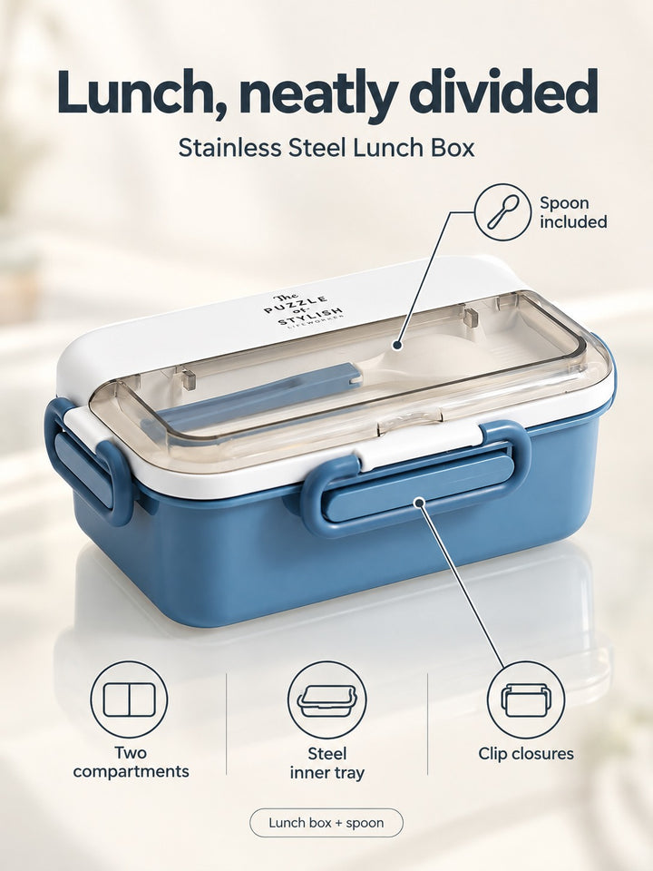 304 Stainless Steel Lunch Box with Spoon & Soup Bowl