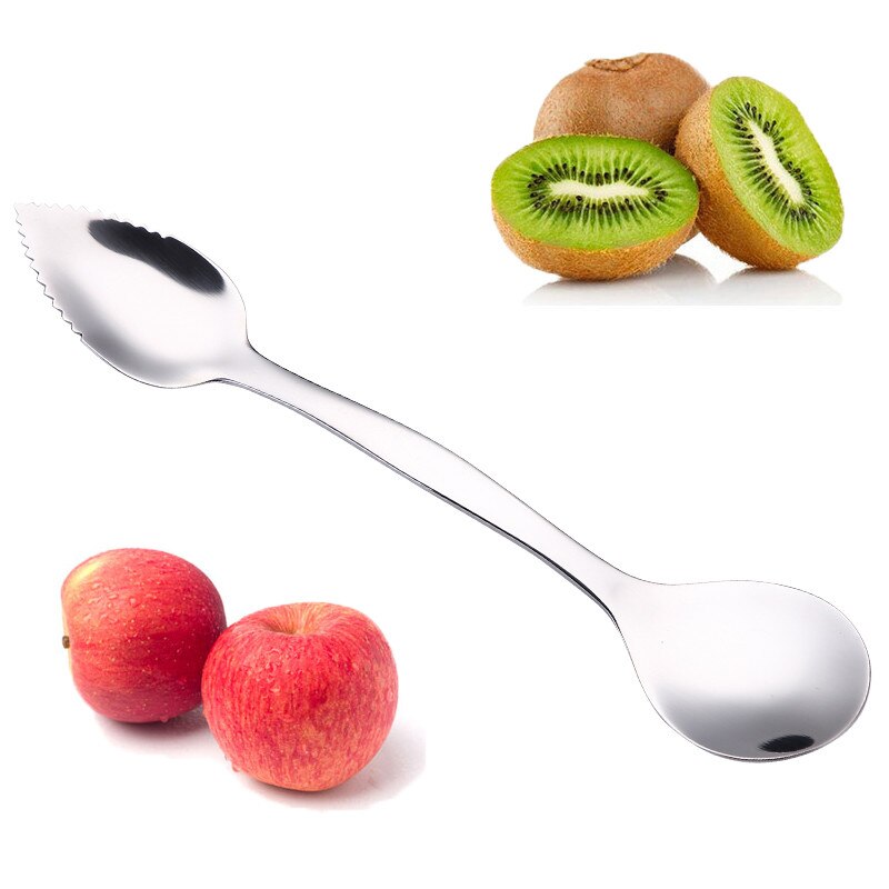 Stainless Steel Kiwi Spoon with Serrated Scraper Edge