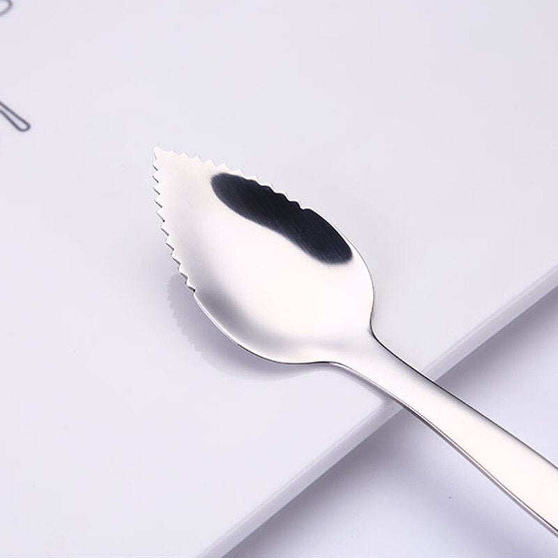 Stainless Steel Kiwi Spoon with Serrated Scraper Edge
