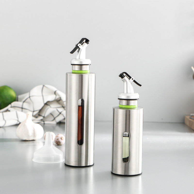 Stainless Steel Oil Dispenser with Drip-Free Pour Spout