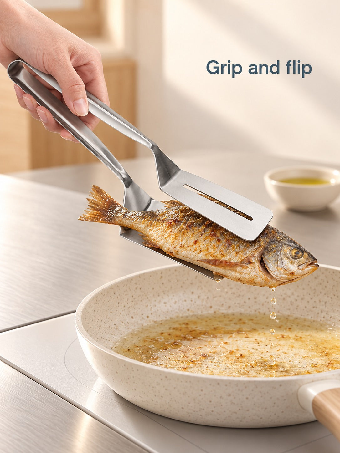 Stainless Steel Spatula Tongs for Frying & Grilling