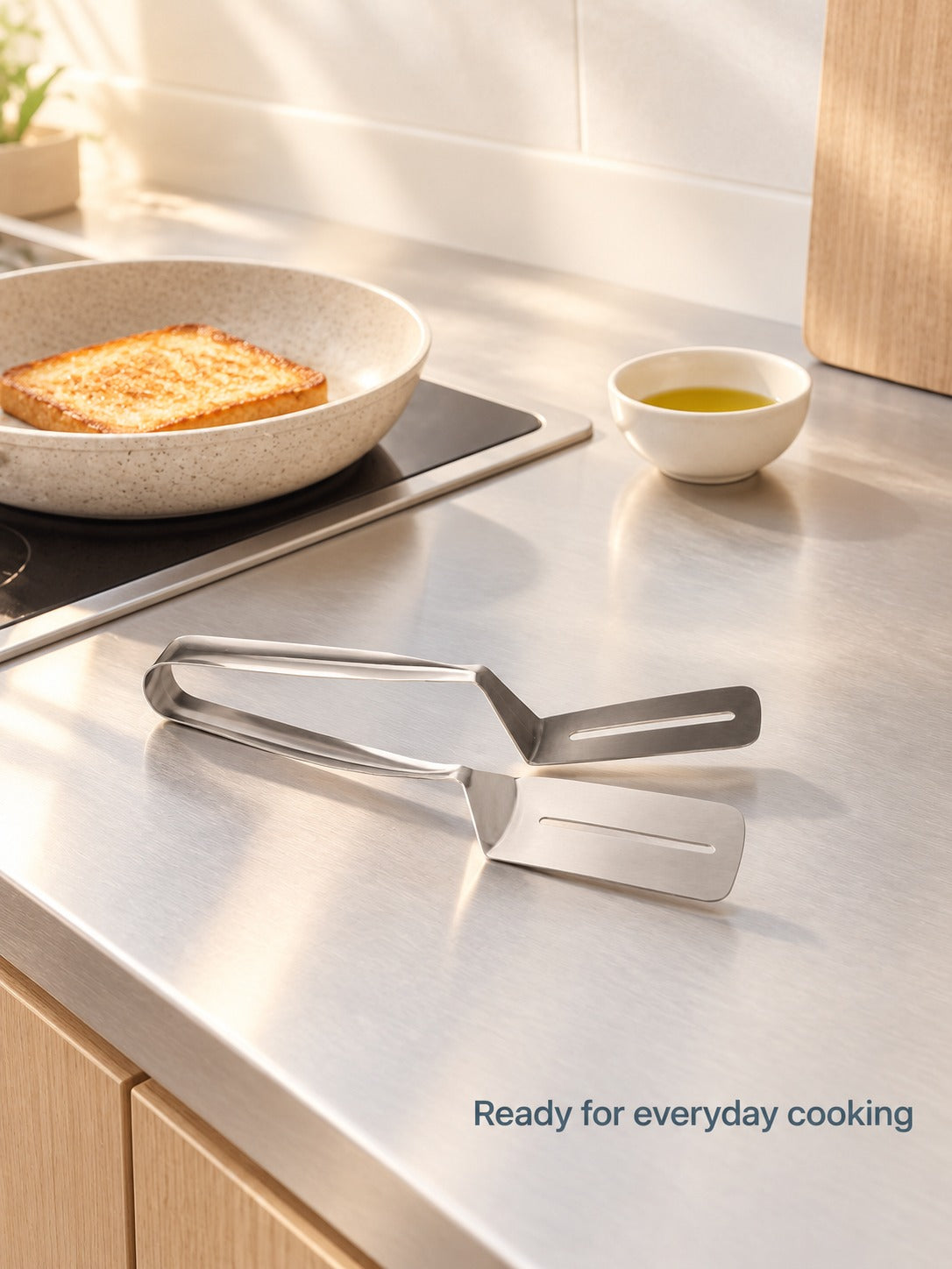 Stainless Steel Spatula Tongs for Frying & Grilling