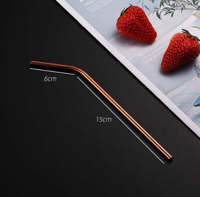 Reusable Stainless Steel Straw, Polished Metal Finish