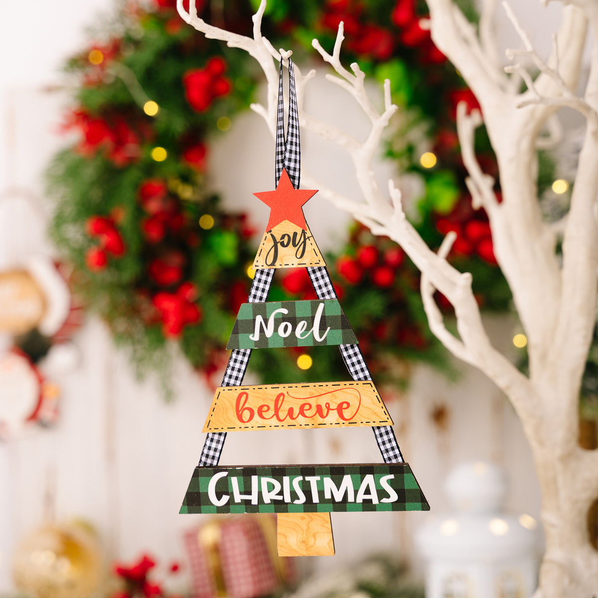 Christmas Tree Ornaments – Rustic Plaid Holiday Decor