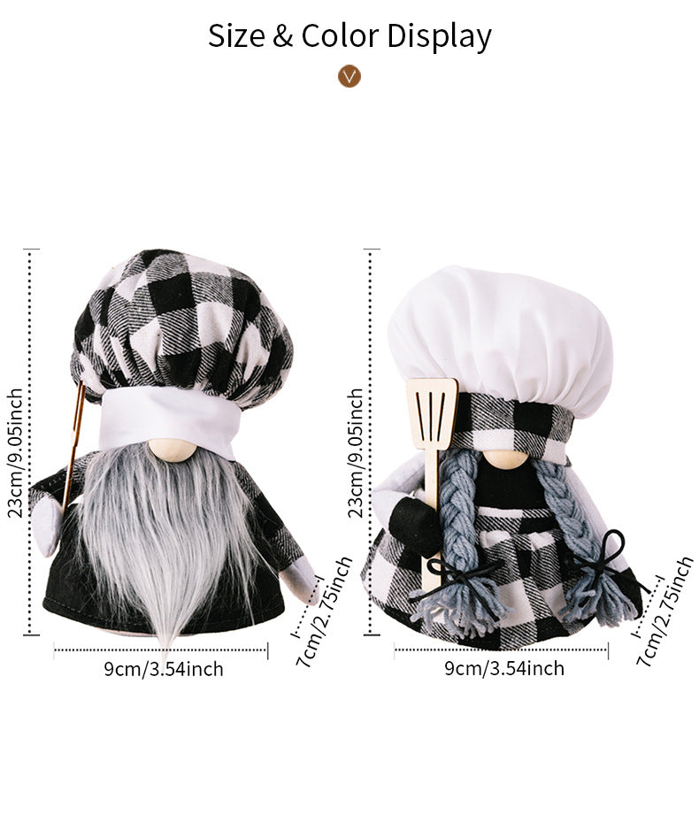 Chef Gnome Plush Plaid Kitchen Decor with Spatula