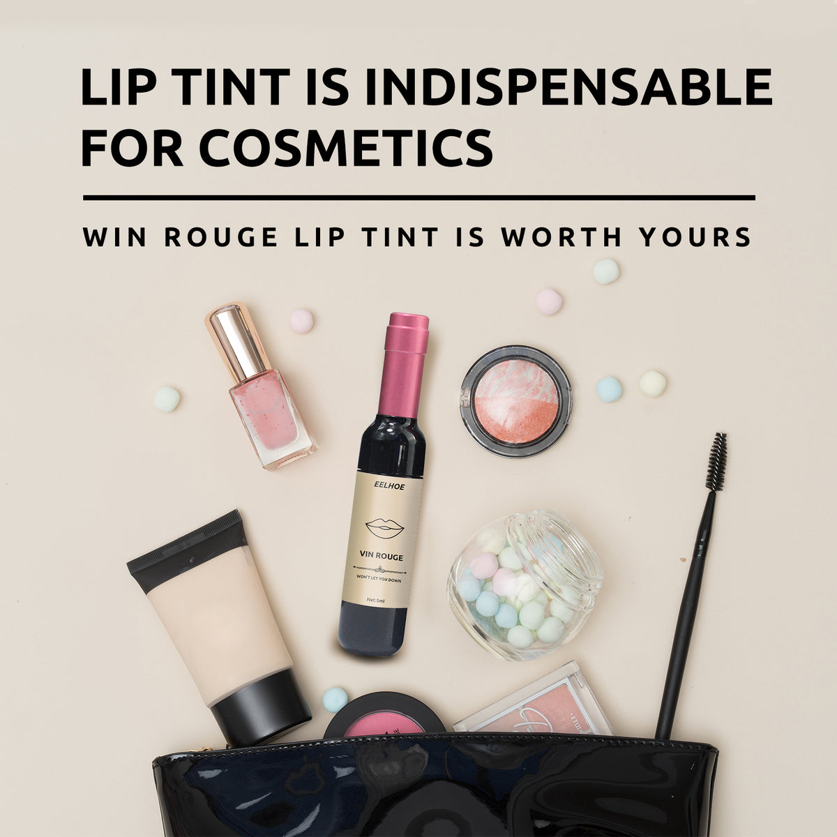 Lip Tint Long-Lasting Wine Red, Non-Stick Cup Color